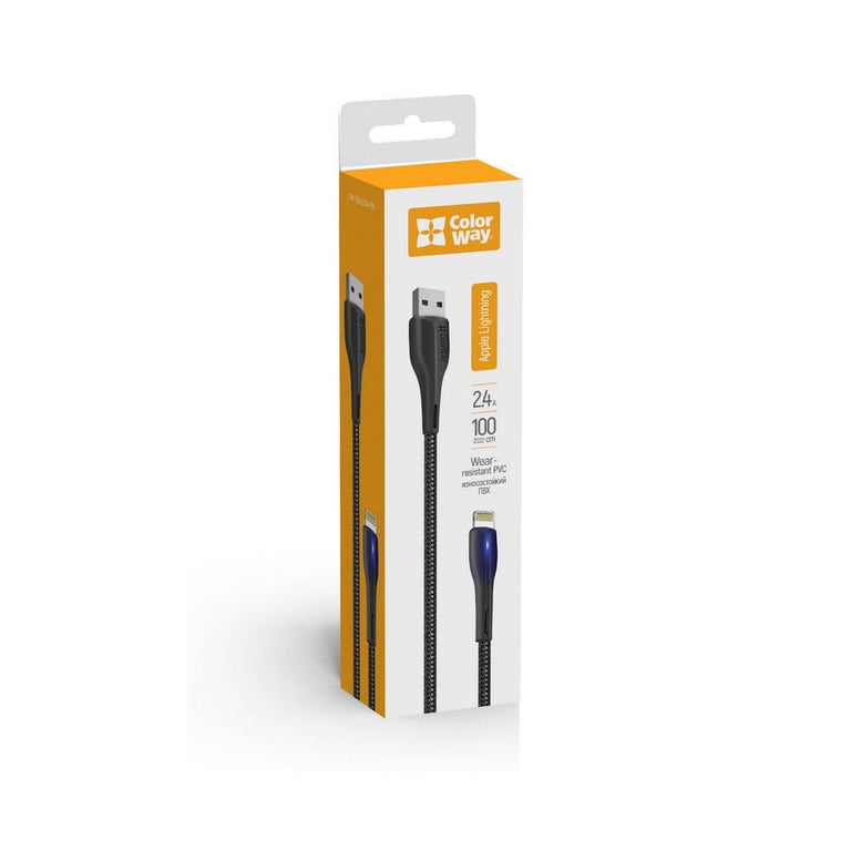 Дата кабель USB 2.0 AM to Lightning 1.0m led black ColorWay (CW-CBUL034-BK) - фото 5