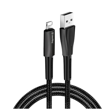 Дата кабель USB 2.0 AM to Lightning 1.0m zinc alloy + led black ColorWay (CW-CBUL035-BK) - фото 1