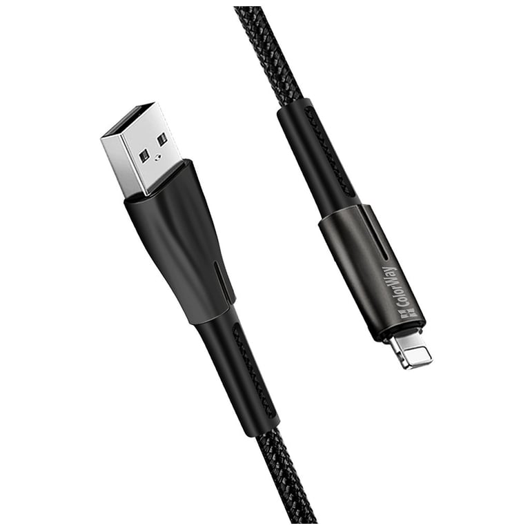 Дата кабель USB 2.0 AM to Lightning 1.0m zinc alloy + led black ColorWay (CW-CBUL035-BK) - фото 5