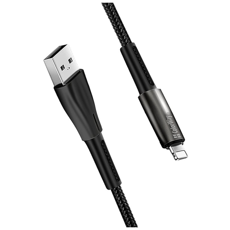 Дата кабель USB 2.0 AM to Lightning 1.0m zinc alloy + led black ColorWay (CW-CBUL035-BK) - фото 6