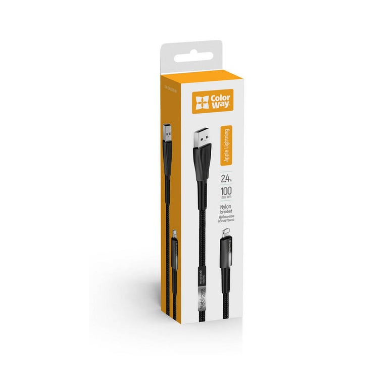 Дата кабель USB 2.0 AM to Lightning 1.0m zinc alloy + led black ColorWay (CW-CBUL035-BK) - фото 7