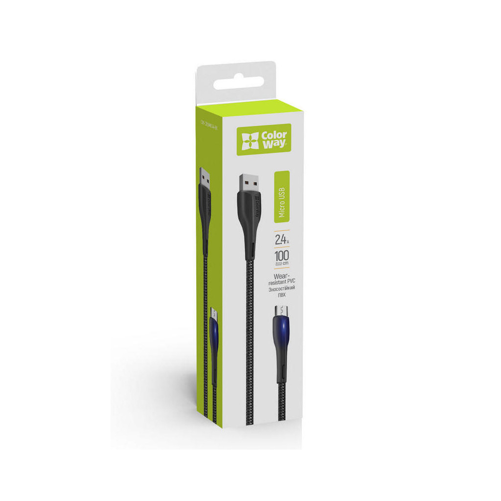 Дата кабель USB 2.0 AM to Micro 5P 1.0m led black ColorWay (CW-CBUM034-BK) - фото 5 Дата кабель USB 2.0 AM to Micro 5P 1.0m led black ColorWay (CW-CBUM034-BK) - фото 5