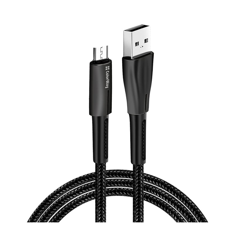 Дата кабель USB 2.0 AM to Micro 5P 1.0m zinc alloy + led black ColorWay (CW-CBUM035-BK) - фото 1