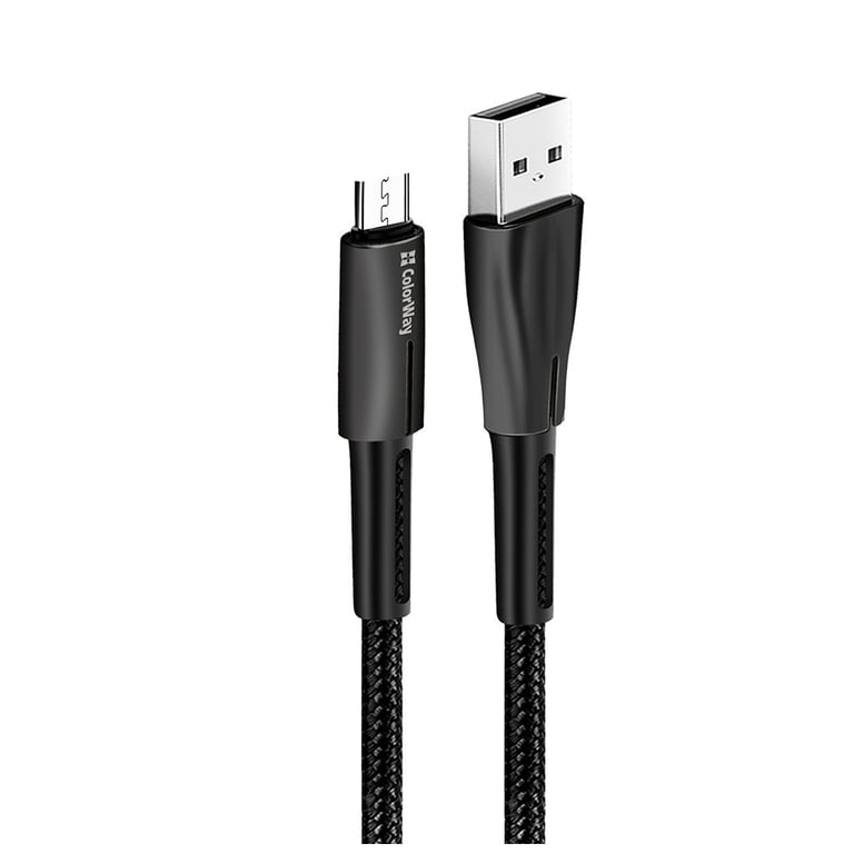 Дата кабель USB 2.0 AM to Micro 5P 1.0m zinc alloy + led black ColorWay (CW-CBUM035-BK) - фото 3