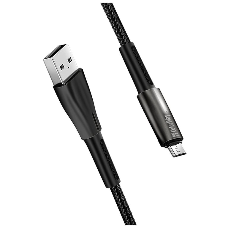 Дата кабель USB 2.0 AM to Micro 5P 1.0m zinc alloy + led black ColorWay (CW-CBUM035-BK) - фото 5