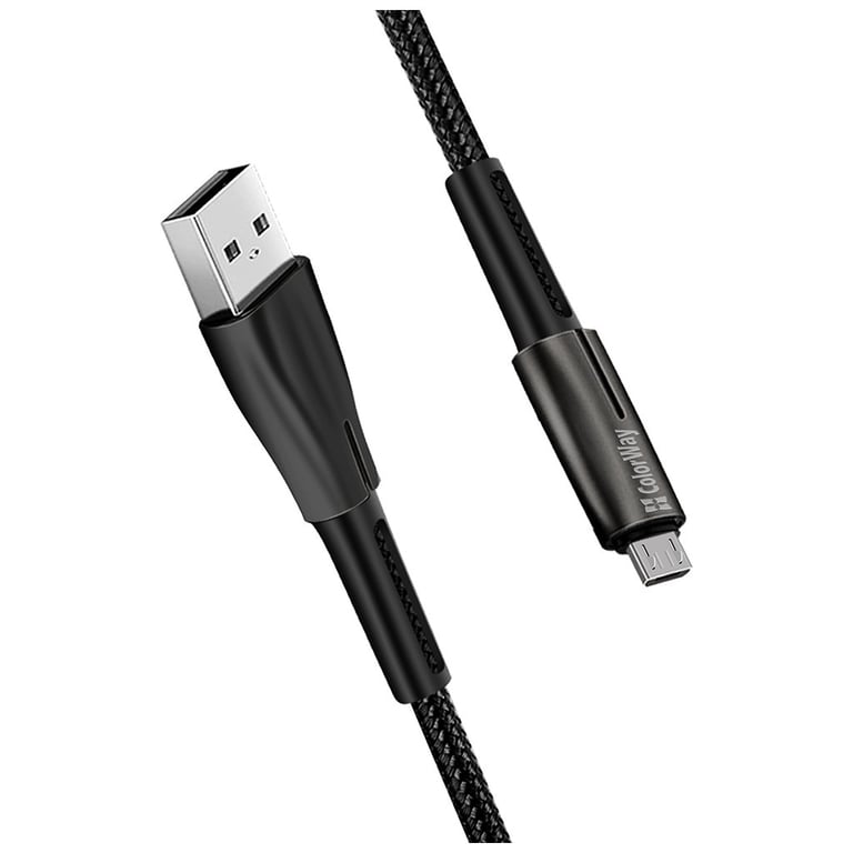 Дата кабель USB 2.0 AM to Micro 5P 1.0m zinc alloy + led black ColorWay (CW-CBUM035-BK) - фото 6