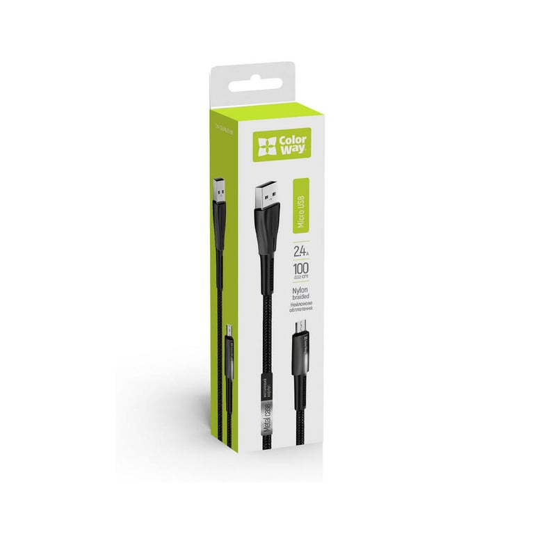 Дата кабель USB 2.0 AM to Micro 5P 1.0m zinc alloy + led black ColorWay (CW-CBUM035-BK) - фото 7
