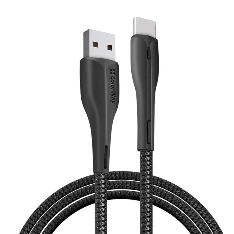 Дата кабель USB 2.0 AM to Type-C 1.0m led black ColorWay (CW-CBUC034-BK) - фото 1