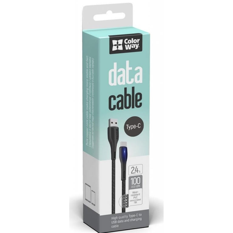 Дата кабель USB 2.0 AM to Type-C 1.0m led black ColorWay (CW-CBUC034-BK) - фото 5