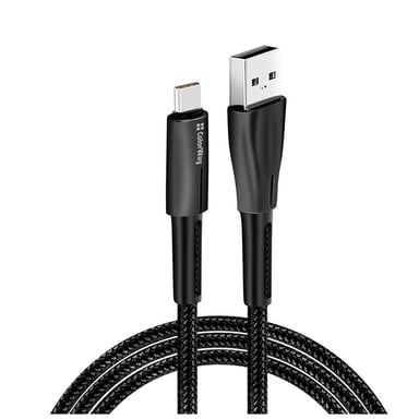 Дата кабель USB 2.0 AM to USB-C 1.0m zinc alloy + led black ColorWay (CW-CBUC035-BK) - фото 1