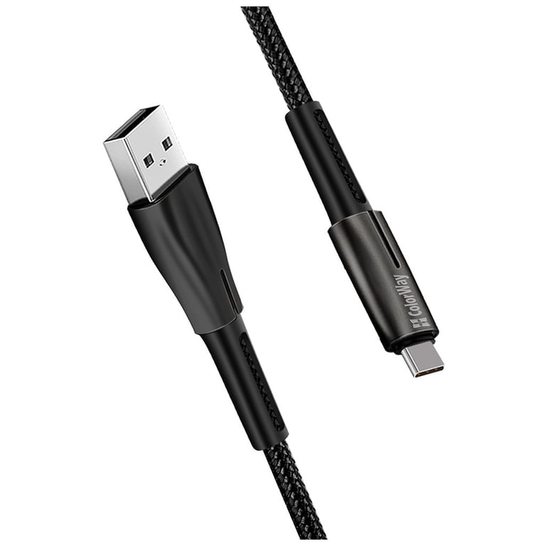 Дата кабель USB 2.0 AM to USB-C 1.0m zinc alloy + led black ColorWay (CW-CBUC035-BK) - фото 5