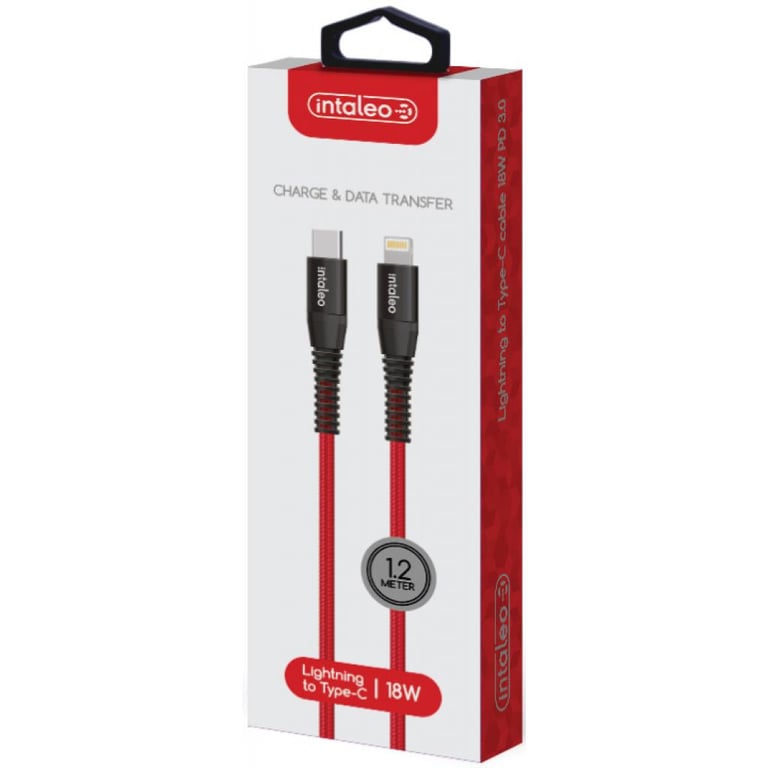 Дата кабель USB-C to Lightning 18W 1,2m CBRNYTL1 red Intaleo (1283126504129) - фото 2