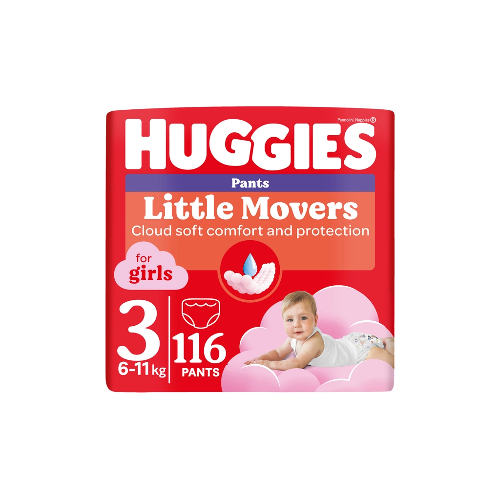 Підгузки Huggies Little Movers/Pants 3 M-Pack 6-11 кг для дівчаток 116 шт (5029054568033) - фото 1 Підгузки Huggies Little Movers/Pants 3 M-Pack 6-11 кг для дівчаток 116 шт (5029054568033) - фото 1