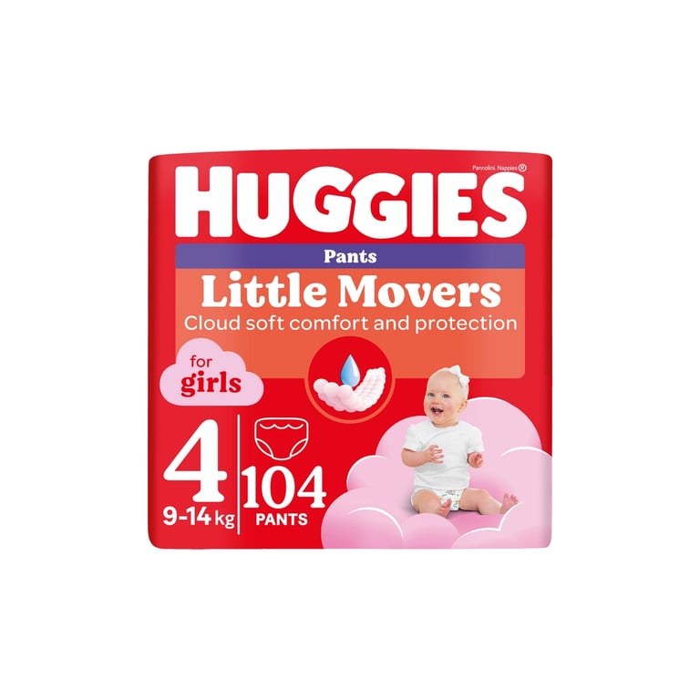 Підгузки Huggies Little Movers/Pants 4 (9-14 кг) M-Pack для дівчаток 104 шт (5029054568095) - фото 1