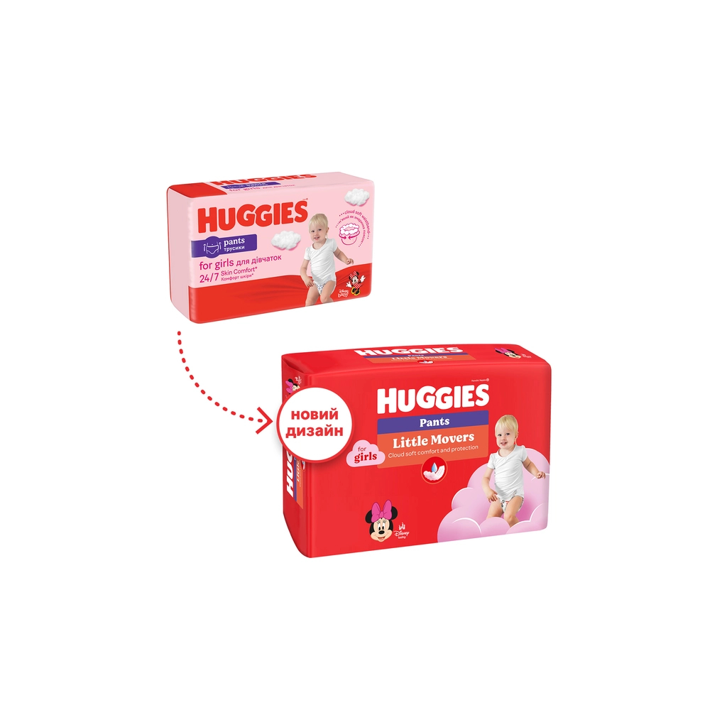 Підгузки Huggies Little Movers/Pants 4 (9-14 кг) M-Pack для дівчаток 104 шт (5029054568095) - фото 2 Підгузки Huggies Little Movers/Pants 4 (9-14 кг) M-Pack для дівчаток 104 шт (5029054568095) - фото 2