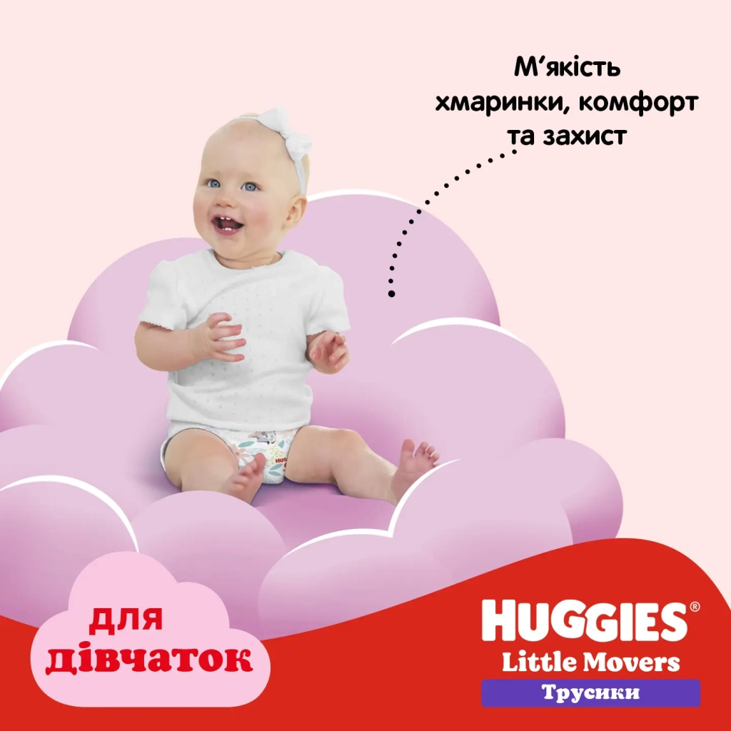 Підгузки Huggies Little Movers/Pants 5 (12-17 кг) для дівчаток 96 шт (5029054568170) - фото 4 Підгузки Huggies Little Movers/Pants 5 (12-17 кг) для дівчаток 96 шт (5029054568170) - фото 4