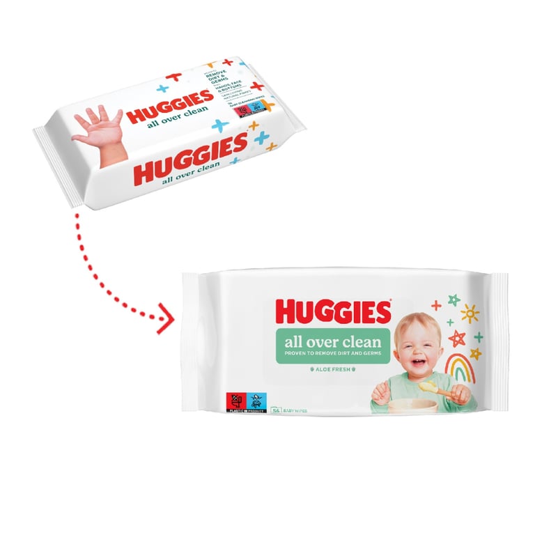Дитячі вологі серветки Huggies OverClean 56 шт (5029053567822) - фото 2