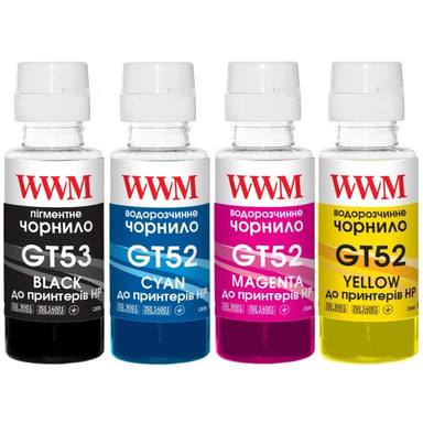Чорнило WWM HP GT52/53, 4х100г (B/C/M/Y) для Ink Tank 115/315/319 (GT53SET) - фото 1