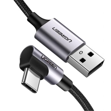 Дата кабель USB 2.0 AM to USB-C 1.0m US284 Angled Alum. Braid Black Ugreen (50941)