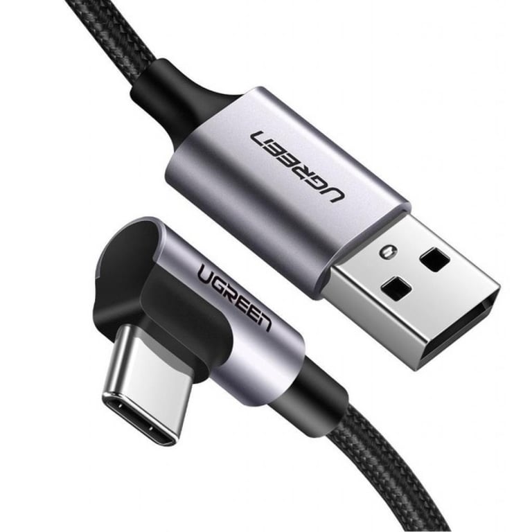 Дата кабель USB 2.0 AM to USB-C 1.0m US284 Angled Alum. Braid Black Ugreen (50941) - фото 1