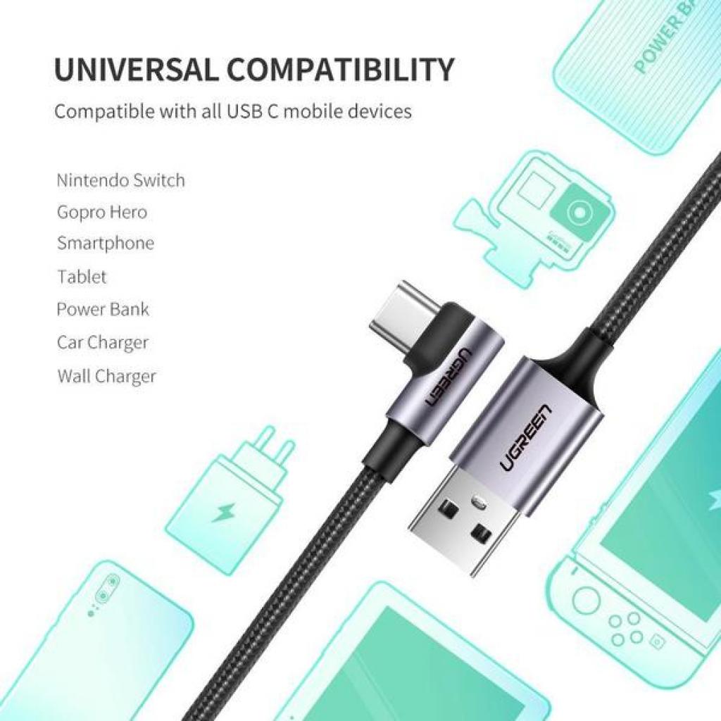 Дата кабель USB 2.0 AM to USB-C 1.0m US284 Angled Alum. Braid Black Ugreen (50941) - фото 5 Дата кабель USB 2.0 AM to USB-C 1.0m US284 Angled Alum. Braid Black Ugreen (50941) - фото 5