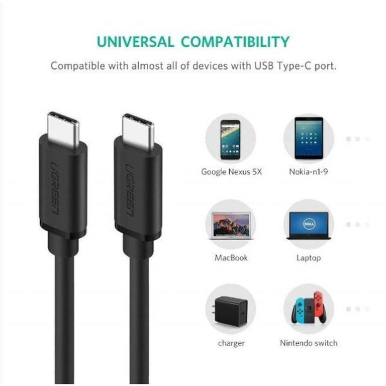 Дата кабель USB-C to USB-C 1.0m US286 3A Black Ugreen (50997) - фото 3