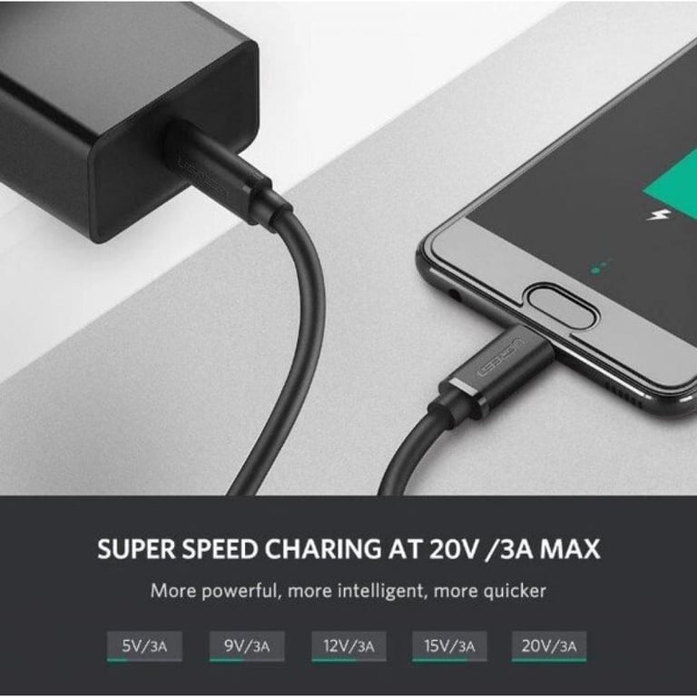 Дата кабель USB-C to USB-C 1.0m US286 3A Black Ugreen (50997) - фото 4