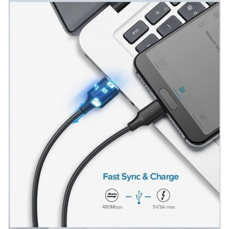 Дата кабель USB 2.0 AM to USB-C 2.0m US287 Black Ugreen (60118) - фото 3