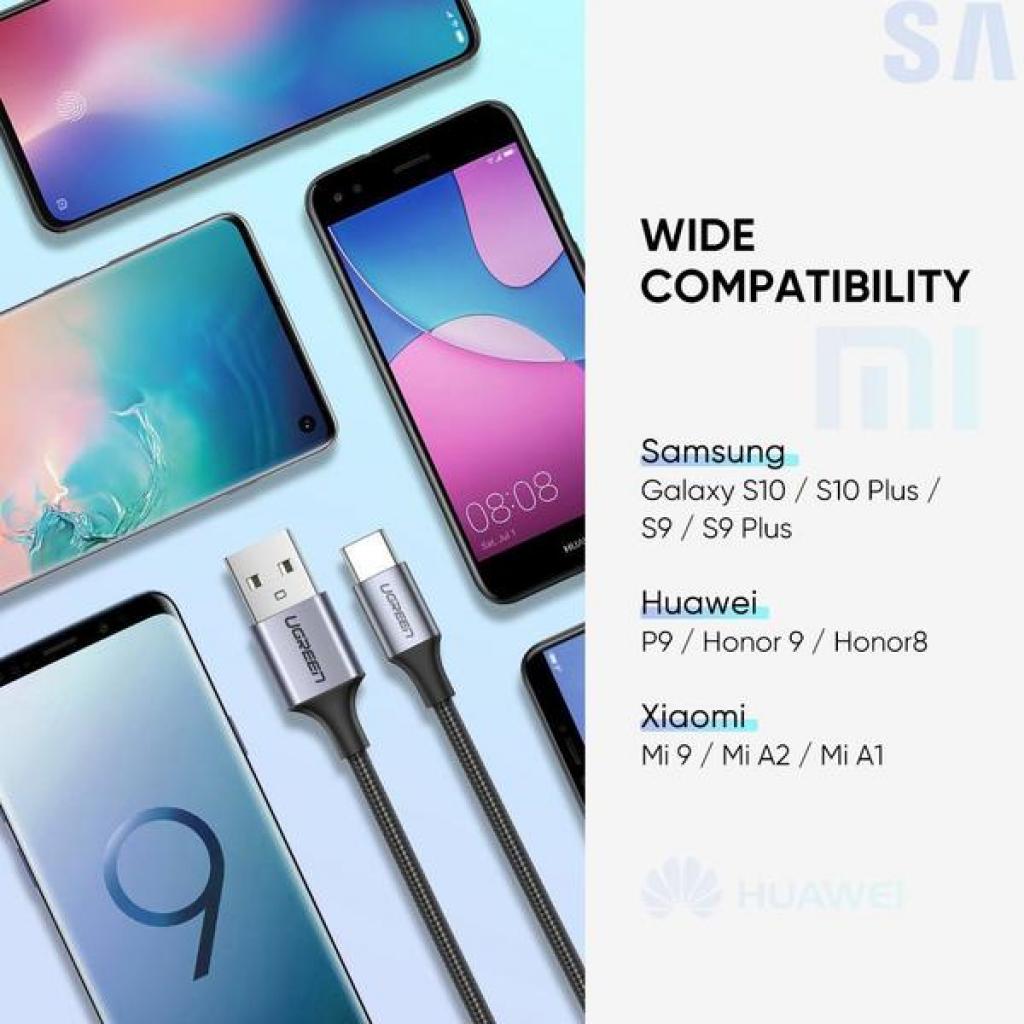 Дата кабель USB 2.0 AM to USB-C 2.0m US288 Aluminum Braid Black Ugreen (60128) - фото 4 Дата кабель USB 2.0 AM to USB-C 2.0m US288 Aluminum Braid Black Ugreen (60128) - фото 4