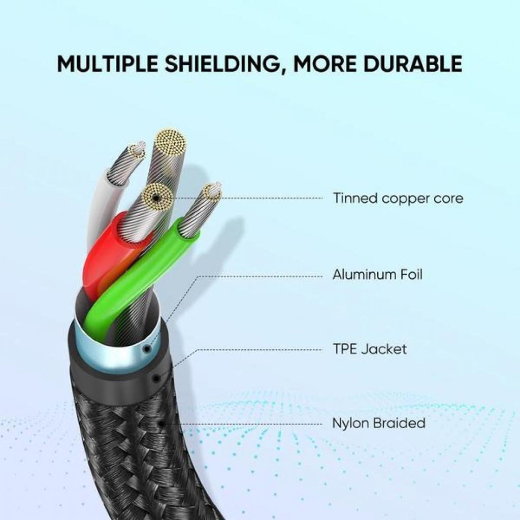 Дата кабель USB 2.0 AM to USB-C 2.0m US288 Aluminum Braid Black Ugreen (60128) - фото 6 Дата кабель USB 2.0 AM to USB-C 2.0m US288 Aluminum Braid Black Ugreen (60128) - фото 6