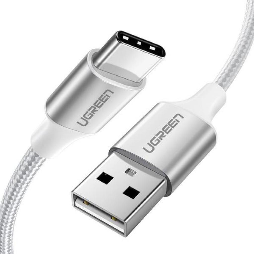 Дата кабель USB 2.0 AM to Type-C 1.0m US288 Aluminum Braid White Ugreen (60131)