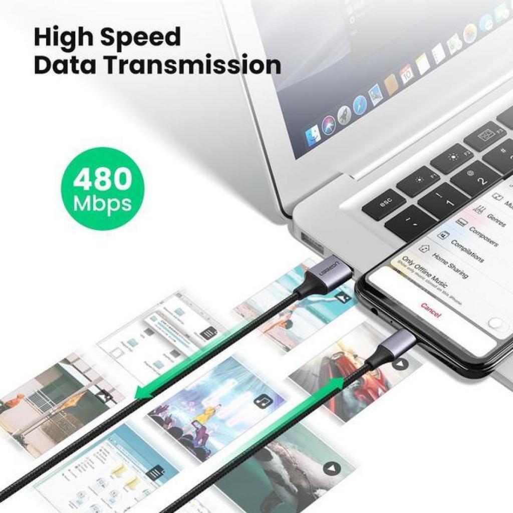 Дата кабель USB 2.0 AM to Micro 5P 1.0m US290 Aluminum Braid Black Ugreen (60146) - фото 3 Дата кабель USB 2.0 AM to Micro 5P 1.0m US290 Aluminum Braid Black Ugreen (60146) - фото 3