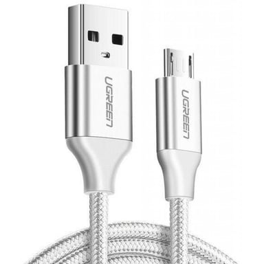 Дата кабель USB 2.0 AM to Micro 5P 1.0m US290 Aluminum Braid White Ugreen (60151) - фото 1