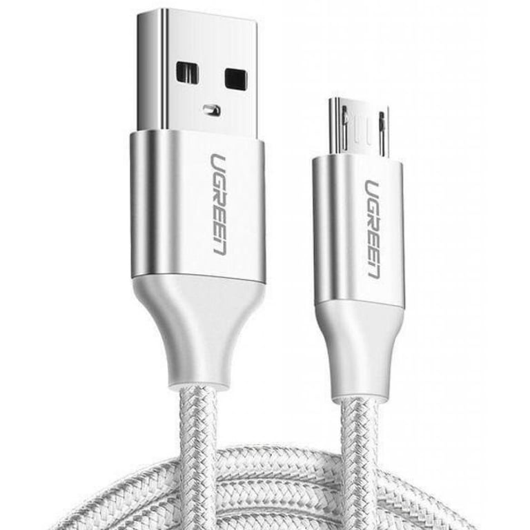 Дата кабель USB 2.0 AM to Micro 5P 1.0m US290 Aluminum Braid White Ugreen (60151) - фото 1