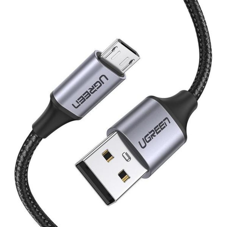 Дата кабель USB 2.0 AM to Micro 5P 2.0m US290 Aluminum Braid Black Ugreen (60148) - фото 1