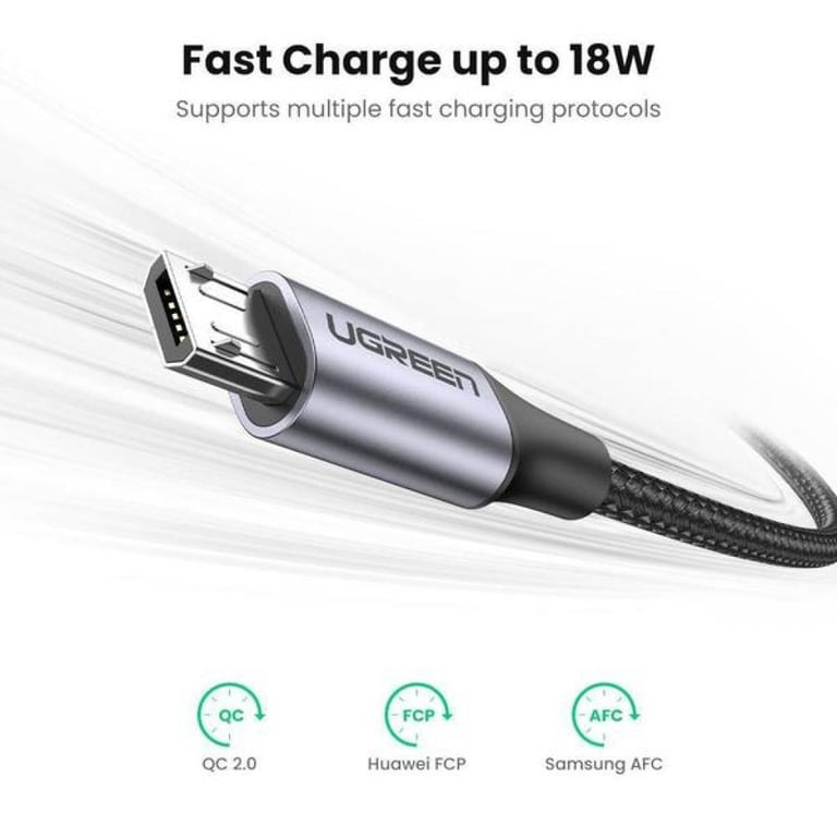 Дата кабель USB 2.0 AM to Micro 5P 2.0m US290 Aluminum Braid Black Ugreen (60148) - фото 2