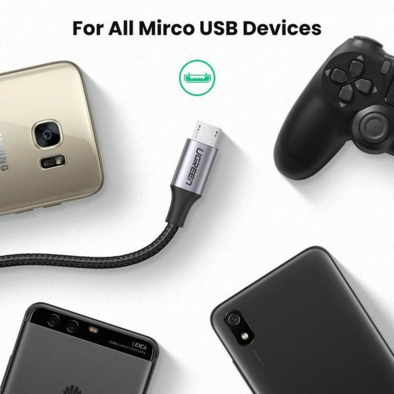 Дата кабель USB 2.0 AM to Micro 5P 2.0m US290 Aluminum Braid Black Ugreen (60148) - фото 4