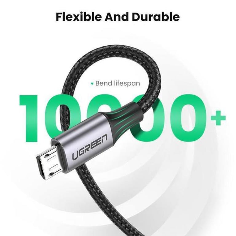 Дата кабель USB 2.0 AM to Micro 5P 2.0m US290 Aluminum Braid Black Ugreen (60148) - фото 6