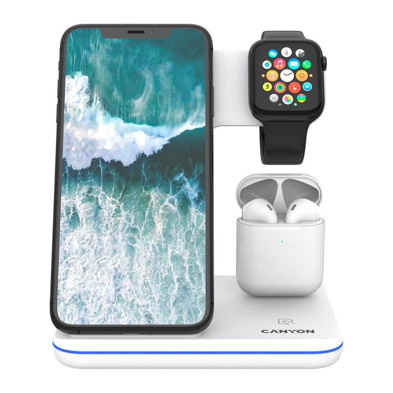 Зарядний пристрій Canyon 3in1 Wireless charger (CNS-WCS302W) - фото 2