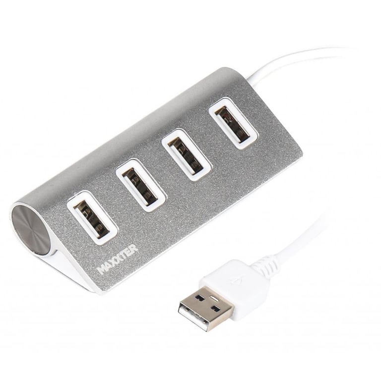 Концентратор Maxxter USB 2.0 Type-A 4 ports silver (HU2A-4P-01) - фото 1