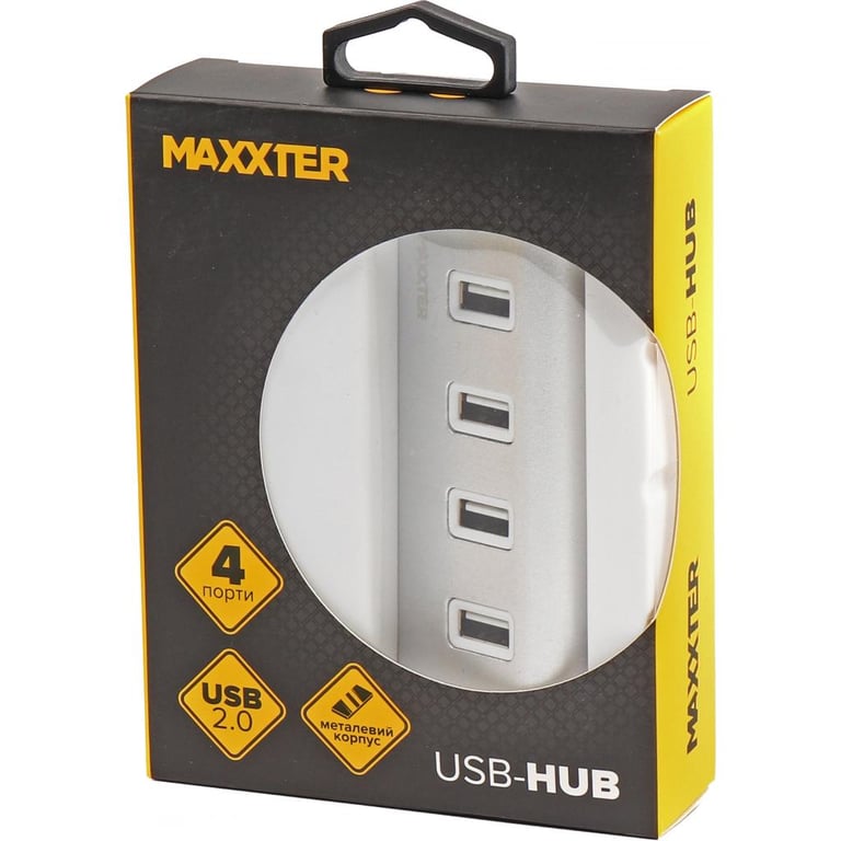 Концентратор Maxxter USB 2.0 Type-A 4 ports silver (HU2A-4P-01) - фото 4