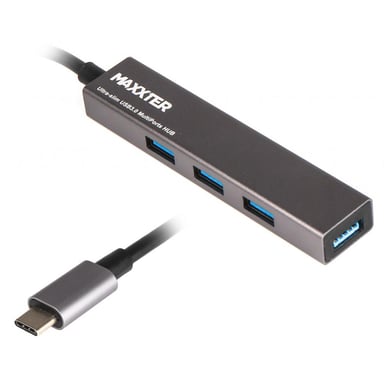 Концентратор Maxxter USB 3.0 Type-C 4 ports grey (HU3С-4P-02) - фото 1