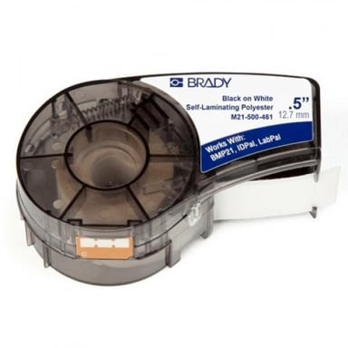 Стрічка для принтера етикеток Brady self-laminating, для пробірок, поліестер, 12.7mm/6.4m. чорни (M21-500-461) - фото 1
