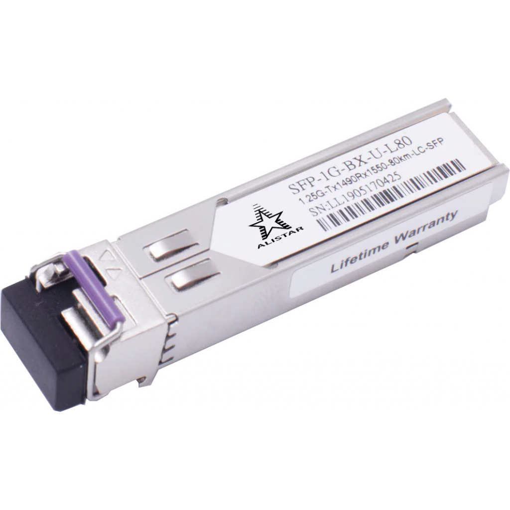 Модуль SFP Alistar Модуль SFP 1000BASE-BX 1SM WDM LC 80KM TX1490/RX1550nm DDM (SFP-1G-BX-U-L80) Модуль SFP Alistar Модуль SFP 1000BASE-BX 1SM WDM LC 80KM TX1490/RX1550nm DDM (SFP-1G-BX-U-L80)