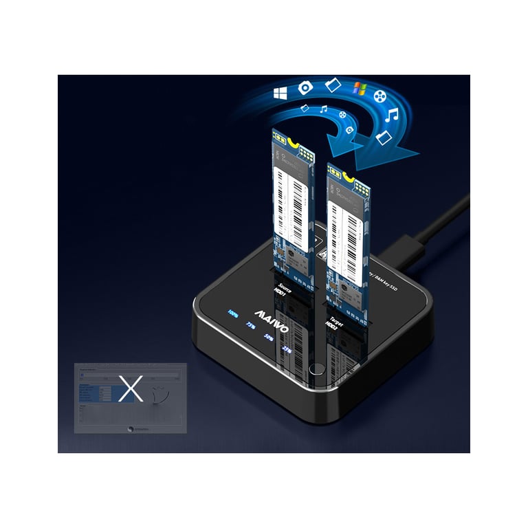 Док-станція для накопичувачів Maiwo 2*SATA M.2 SSD Key B/B+M USB 3.1 Gen1 Type-C (K3016SG1) - фото 4