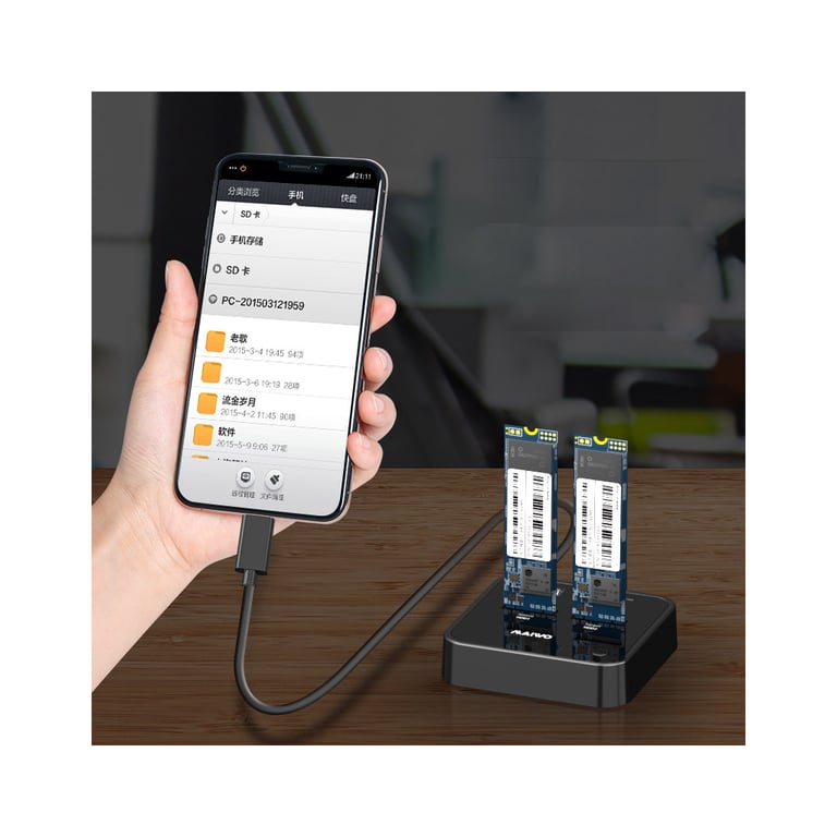 Док-станція для накопичувачів Maiwo 2*SATA M.2 SSD Key B/B+M USB 3.1 Gen1 Type-C (K3016SG1) - фото 5