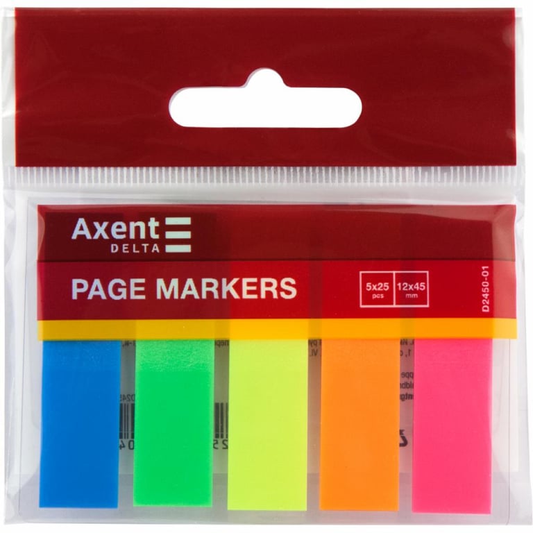 Стікер-закладка Axent Plastic bookmarks 5х12х45mm, 125шт (D2450-01) - фото 2
