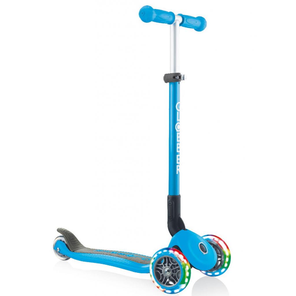 Самокат Globber Primo Foldable Lights Led блакитний (432-101-2) - фото 1