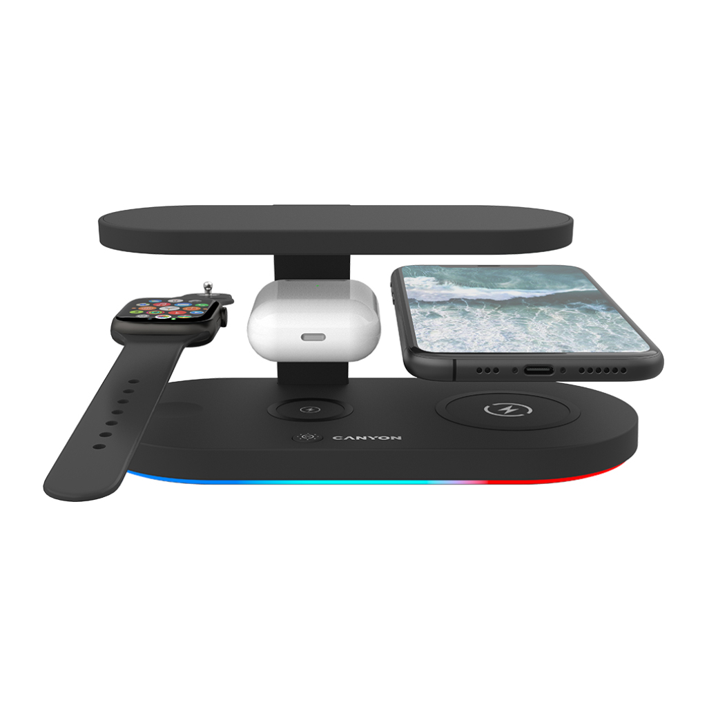 Зарядний пристрій Canyon 5in1 Wireless charger with UV sterilizer (CNS-WCS501B) - фото 4 Зарядний пристрій Canyon 5in1 Wireless charger with UV sterilizer (CNS-WCS501B) - фото 4