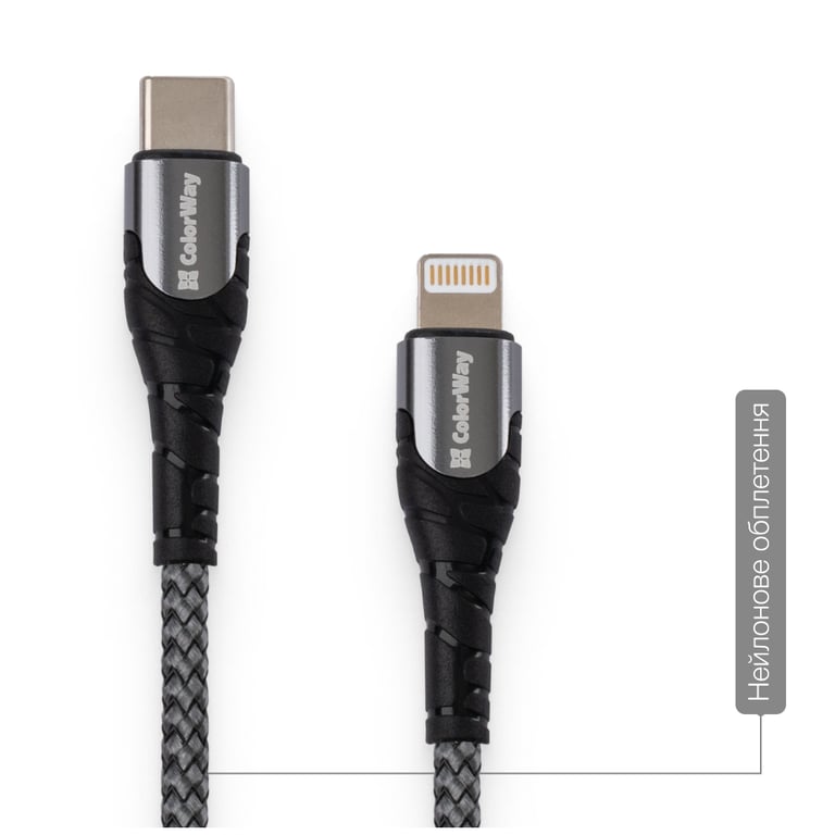 Дата кабель USB-C to Lightning 1.0m ColorWay (CW-CBPDCL033-GR) - фото 3